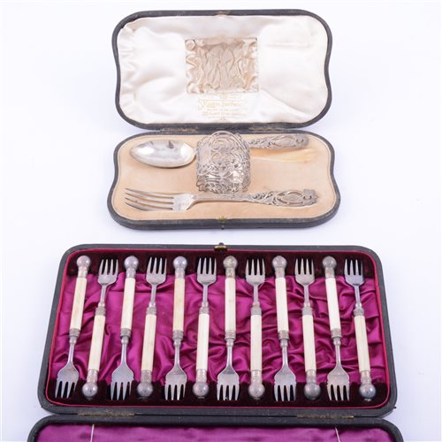 Lot 131 - Late Victorian three-piece silver Christening...