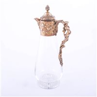 Lot 136 - Victorian silver gilt mounted claret jug,...