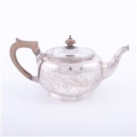 Lot 137 - Circular silver teapot, Edwards & Sons,...