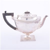 Lot 138 - George III style silver urn-shape teapot,...
