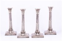 Lot 149 - Set of four Victorian silver Corinthian column...
