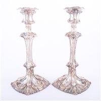 Lot 150 - Pair of Victorian silver candlesticks, Walker...