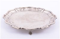 Lot 157 - George II style circular silver salver, by...