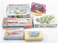 Lot 1120 - One box of diecast models and model kits;...