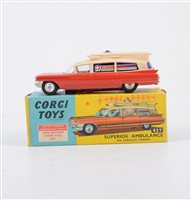 Lot 1131 - Corgi Toys; 437 Superior Ambulance on Cadillac...