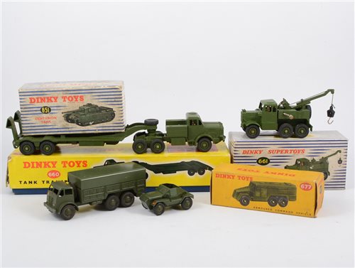 Lot 1196 - Dinky Toys; Five military models, including...