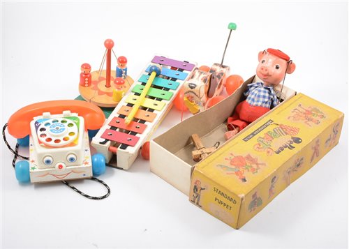 Lot 1381 - Pelham Puppet; Pinky the Pig boxed, Fisher...