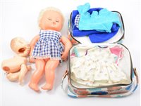 Lot 1383 - Tiny Tears doll by Palitoy, with seleciton of...