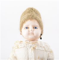 Lot 1400 - Victorian wax over composition doll; English...