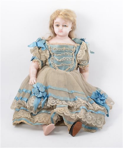 Lot 1403 - Royalty interest - Victorian poured wax doll;...