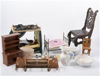 Lot 1405 - Dolls house furniture, dolls hair, ceramic...