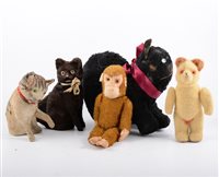 Lot 1411 - Vintage plush toy animals, including three...