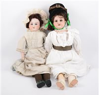 Lot 1412 - Two Armand Marseille German bisque head dolls,...