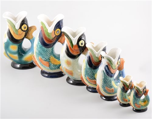 Lot 281 - Set of five Dartmouth Pottery Gurgling fish...