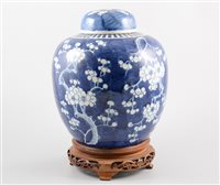 Lot 268 - Chinese blue and white ginger jar, painted...