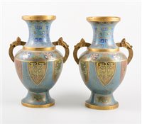 Lot 260 - Pair of Chinese cloisonne two-handled vases,...