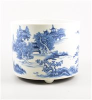 Lot 254 - Chinese blue and white cylindrical jardiniere,...