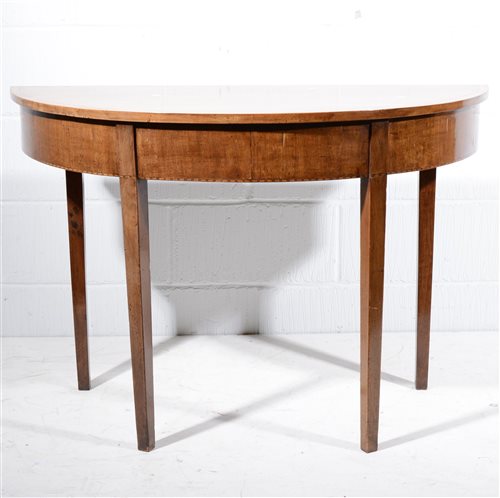 Lot 635 - Georgian mahogany demi lune console table, the...