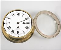 Lot 534 - Smith's brass marine wall clock, 24cm, and...