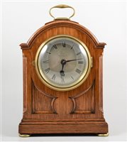 Lot 538 - Oak bracket clock, domed case the dial signed...