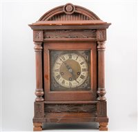 Lot 542 - Continental oak case mantel clock, Junghans...