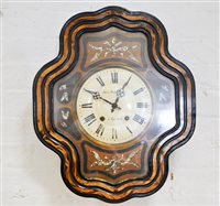 Lot 545 - French stained wood vineyard clock, quadrofoil...