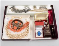 Lot 437 - A collection of silver and costume jewellery,...