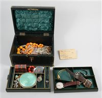 Lot 438 - A jewel box with two lift out trays and a...