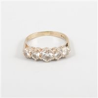 Lot 450 - A diamond five stone ring, the brilliant cut...