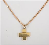 Lot 454 - A gold cross and chain, the yellow metal cross...