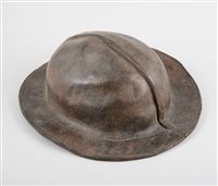 Lot 361 - Leather miners helmet, possibly Belgium...