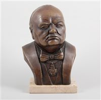 Lot 349 - Modern bronzed bust of Sir Winston Churchill,...