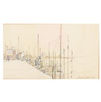 Lot 205 - Stephen Bates, Norfolk Quay, gouache, signed...