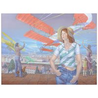 Lot 229 - Stephen Snell, Flying over Florence, acrylic...