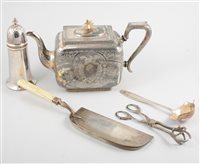 Lot 411 - A Continental silver ladle, and silver plated...