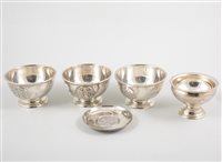 Lot 506 - Three small silver trophy bowls, 10cm diameter,...