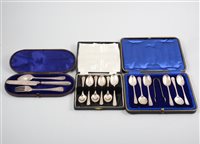 Lot 507 - A cased set of silver tea spoons, hallmarked...