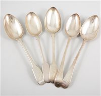 Lot 513 - Five various silver table spoons, a pair of...