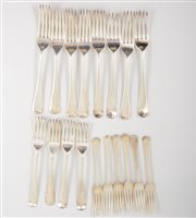 Lot 520 - Twelve Old English design table forks, various...