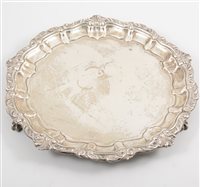 Lot 523 - A Victorian silver salver, stylised shell and...