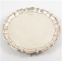 Lot 524 - A silver salver, Chippendale style border...