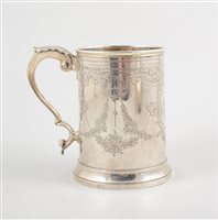 Lot 473 - A Victorian silver tankard, straight sided...