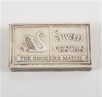 Lot 488 - Silver novelty vesta case, ''Swan Vestas, The...