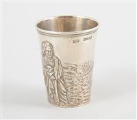 Lot 489 - A small silver beaker in the Russian style,...