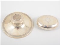 Lot 493 - A silver capstan inkstand and tobacco box, the...