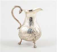 Lot 495 - A Victorian silver cream jug, baluster form...