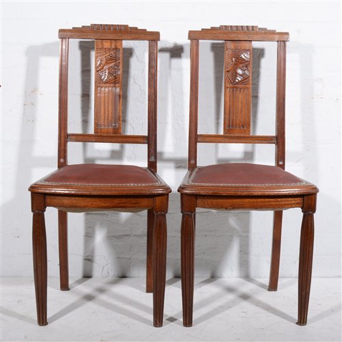 Lot 61 - Pair of Art Deco style dining chairs, stepped...