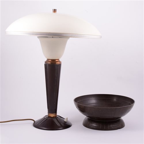Lot 98 - An Art Deco Bakelite table lamp, shallow domed...