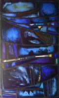 Lot 195 - An English abstract stained glass panel,...