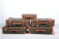 Lot 373 - Four large Papworth leather and canvas trunks,...